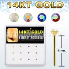 dgys28 caja 12 piercing nariz doblar tu mismo oro 14 kts 0 6mm cristal redondo 1 5mm venta por mayor