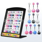 dmbna1 display 40 piercings ombligo acero quirurgico bolas acrilicas 5mm 8mm cuadros olas acrilicas 10mm mayorista