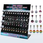 dmcd12 display 48 piercings ombligo acero 316l bola 5mm bola multi cristal ferido 8mm disenos variados 10mm mayorista