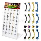 dmey2 display 40 anillos de bananas ceja acero anodizado mezirconia bolas conos bolas joya 8mm venta