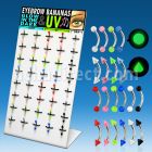 dmey3 display 40 bananas ceja acero quirurgico bolas conos acrilico uv brillan oscuridad 3mm 8mm mayorista