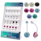 dmix18 display 25 piercing ombligo bio flexible bola joya 5mm media bola 9mm cristal ferido recortable ajustar tamano al por mayor