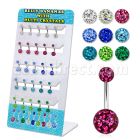 dmix4 display 25 piercings ombligo acero quirurgico bolas multi cristal ferido 5mm 8mm 8mm 12mm al por mayor