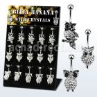 dmix6b display 15 piercings ombligo acero 316l tres estilos buho 10mm mayorista