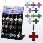 dmix8b display 15 piercings ombligo acero 316l cruz hierro multi cristal ferido 10mm distribuidor mayorista