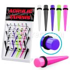 dmvtp2 display 36 expansores acrilico solido colores uv anillos goma dobles 2mm 8mm mayorista