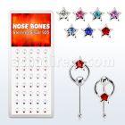 dnbrm3 caja display 40 piercing nariz hueso plata 0 6mm estrella cristal centro redondo aro mayorista