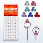 dnbrm4 caja display 40 piercing nariz hueso plata 0 6mm cristal triples redondos aro distribuidor mayorista