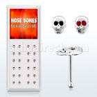 dnbskm caja display 24 piercing nariz hueso plata 0 6mm calavera ojos resina colores distribuidor mayorista