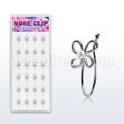 dncl2c caja display 24 piercings nariz clip plata 925 flor alambre 4 petalos cristal centro venta