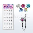 dncl3 caja display 24 piercings nariz clip plata 925 flor alambre cristal centro al por mayor