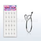 dncl4c caja display 24 piercings nariz clip plata 925 corazon alambre cristal centro mayorista