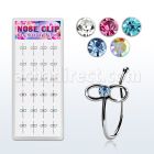 dncl6 caja display 24 piercings nariz clip plata 925 infinito cristal centro mayorista