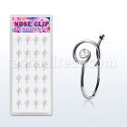 dncl7c caja display 24 piercings nariz clip plata 925 espiral cristal claro centro al por mayor