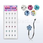 dncl9 caja display 24 piercings nariz clip plata 925 flor cristal mayorista