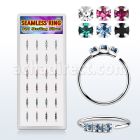 dnsm266 925 silver seamless nose rings 1.5mm prong set color crystals