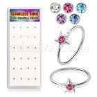 dnsm300b silver seamless nose rings color crystals star 24