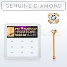 drnb15 caja display 9 piercing nariz hueso oro rosa 14 kts 0 6mm diamantes autenticos redondos 1 5mm distribuidor mayorista