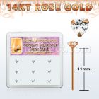 drys22 caja display 9 piercing nariz doblar tu mismo oro rosa 14 kts 0 6mm zirconia corazon 3mm al por mayor