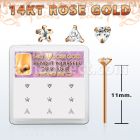 drys25 caja display 9 piercing nariz doblar tu mismo oro rosa 14 kts 0 6mm zirconia claras 3mm formas estrella triangulo corazon venta