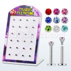 dtrg3 display 24 labrets acero quirurgico brillo espejo rosca interna cristal 2 5mm piercing tragus 8mm al por mayor