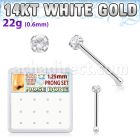 dwnb22 caja 12 piercings nariz hueso oro blanco 14 kts 0 6mm zirconia claras 1 25mm venta