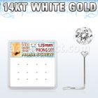 dwsc22 caja 12 piercing nariz l oro blanco 14 kts 0 6mm zirconia claras redondas 1 25mm mayorista