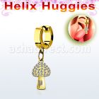 ehg764 pendiente huggie helix acero inoxidable pvd dorado colgante seta cristal oro distribuidor mayorista