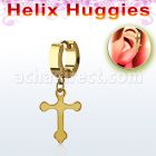 ehgcro pendiente huggie helix acero inoxidable pvd dorado cruz acero mayorista