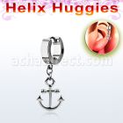 ehh632 pendiente huggie helix acero inoxidable ancla lisa se vende por pieza al por mayor