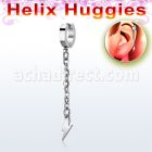 ehhllit pendiente huggie helix acero inoxidable rayo colgando una cadena larga