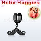 ehk518 pendiente huggie helix pvd negro colgante bigote distribuidor mayorista