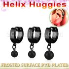 ehkfot pendiente huggie helix acero inoxidable pvd negro superficie efecto esmerilado pvd negro se vende por pieza mayorista