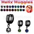 ehkmjt pendiente huggie helix acero inoxidable pvd negro bola multi joyas acero 316l anodizado negro se vende por pieza mayorista