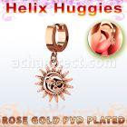 ehr726 pendiente huggie helix acero inoxidable pvd oro rosa colgante liso sol oro rosa & mayorista
