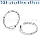 endw 925 sterling silver endless nose hoop twisted wire