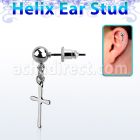 erbdcrs piercing oreja tipo helix acero quirurgico bola colgante cruz lisa venta