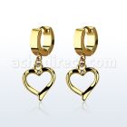 erg666 pendiente huggie oreja acero inoxidable pvd dorado colgante corazon cristal al por mayor