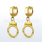 erg765 pendiente huggie oreja acero inoxidable pvd dorado colgante esposas grabado freedom oro distribuidor mayorista