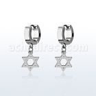 erhsdsr par pendientes huggie oreja acero inoxidable brillo espejo colgante estrella david mayorista