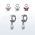 erhz589 huggie acero inoxidable colgante mariposa zirconia engastada al por mayor