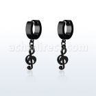 erk709 pendiente huggie oreja acero inoxidable pvd negro colgante negro nota musical al por mayor
