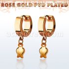 err767 pendiente huggie oreja acero inoxidable pvd oro rosa colgante tulipan oro rosa distribuidor mayorista