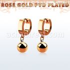 errbt8 pendiente huggie oreja acero inoxidable pvd oro rosa colgante bola 8mm venta