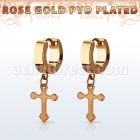 errcro pendiente huggie oreja acero inoxidable pvd oro rosa colgante vintage cross al por mayor