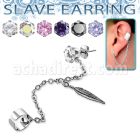 erzdld12 piercing oreja acero inoxidable zirconia redonda conectada falsa esclava helix clip pluma larga colgando distribuidor mayorista