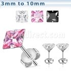 erzsq par piercing oreja acero quirurgico zirconia cuadrada clara engastada al por mayor