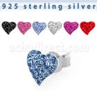 esfd8m par piercing oreja plata esterlina 925 corazon cristal ferido distribuidor mayorista