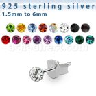 esm par piercing oreja plata esterlina 925 cristal redondos 1 5mm 4mm distribuidor