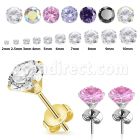 eszr 316l steel prong ear studs cubic zirconia cz stones